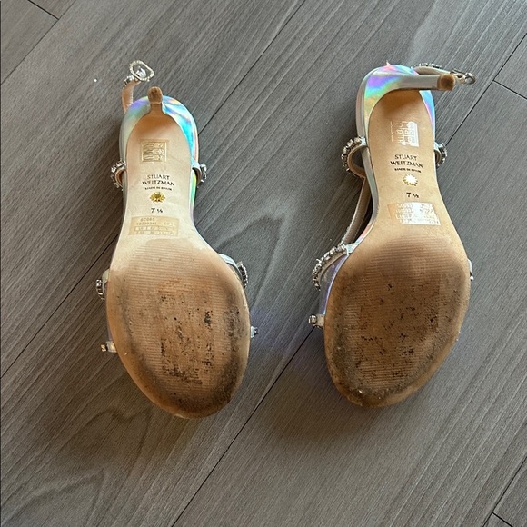 Stuart Weitzman - Womens Silver Mondrian Slingback Glam Sandal Shoe - Picture 12 of 12